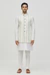 Buy_Arihant Rai Sinha_Cream Bundi Rayon Embroidered Thread Geometric Pattern And Kurta Set _Online_at_Aza_Fashions