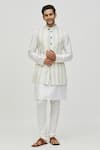 Shop_Arihant Rai Sinha_Cream Bundi Rayon Embroidered Thread Geometric Pattern And Kurta Set _Online_at_Aza_Fashions