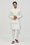 Buy_Arihant Rai Sinha_Cream Bundi Rayon Embroidered Floral With White Kurta Set _at_Aza_Fashions