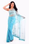 Buy_Dilnaz_Blue Embroidered Diamante Saree  _at_Aza_Fashions