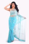 Shop_Dilnaz_Blue Embroidered Diamante Saree  _Online_at_Aza_Fashions