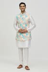 Buy_Arihant Rai Sinha_Blue Bundi Rayon Floral Embroidered With Kurta Set _at_Aza_Fashions