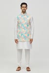 Buy_Arihant Rai Sinha_Blue Bundi Rayon Floral Embroidered With Kurta Set _Online_at_Aza_Fashions