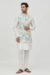 Shop_Arihant Rai Sinha_Blue Bundi Rayon Floral Embroidered With Kurta Set _Online_at_Aza_Fashions