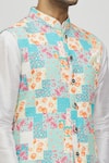 Arihant Rai Sinha_Blue Bundi Rayon Floral Embroidered With Kurta Set _at_Aza_Fashions