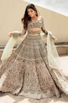 Buy_Jigar & Nikita_Emerald Green Lehenga And Blouse Pure Raw Silk Embroidery Bridal Set  _at_Aza_Fashions