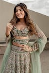 Buy_Jigar & Nikita_Emerald Green Lehenga And Blouse Pure Raw Silk Embroidery Bridal Set  _Online_at_Aza_Fashions