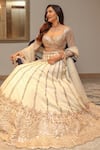 Buy_Jigar & Nikita_Off White Habutai Silk Embroidery Gold Work Bridal Lehenga Set  _at_Aza_Fashions