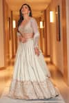 Shop_Jigar & Nikita_Off White Habutai Silk Embroidery Gold Work Bridal Lehenga Set  _Online_at_Aza_Fashions