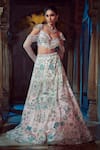 Buy_Jigar & Nikita_Ivory Net Embroidery Floral Sweetheart Neck Blouse And Bridal Lehenga Set _Online_at_Aza_Fashions