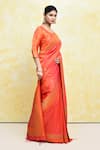 Samyukta Singhania_Orange Silk Woven Round Handloom Saree With Blouse _Online_at_Aza_Fashions