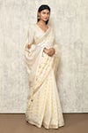 Samyukta Singhania_Cream Modal Poly Viscose Woven Round Handloom Saree With Blouse _Online_at_Aza_Fashions