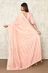 Shop_Samyukta Singhania_Pink Modal Poly Viscose Woven V Neck Handloom Saree With Blouse _at_Aza_Fashions