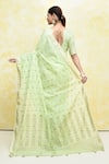 Shop_Samyukta Singhania_Green Modal Poly Viscose Woven V Neck Handloom Saree With Blouse _at_Aza_Fashions