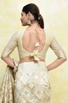 Shop_Nazaakat by Samara Singh_Cream Linen Weave Diamond Swirl Round Motif Woven Saree With Blouse_Online_at_Aza_Fashions