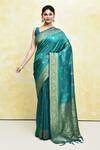 Buy_Nazaakat By Samara Singh_Green Silk Floral Square Flowery Woven Saree With Blouse_at_Aza_Fashions