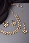 SWABHIMANN_Gold Plated Crystals Kundans Embellished Choker Necklace Set _Online_at_Aza_Fashions