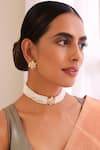 Shop_Swabhimann_White Pearls, Stones Kundan And Embellished Choker Necklace Set _at_Aza_Fashions