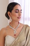 Buy_Swabhimann_Red Stones, Diamonds Polki Embellished Pendant Necklace Set _at_Aza_Fashions