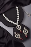 Shop_Swabhimann_Red Stones, Diamonds Polki Embellished Pendant Necklace Set _at_Aza_Fashions