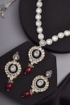 Swabhimann_Red Stones, Diamonds Polki Embellished Pendant Necklace Set _Online_at_Aza_Fashions