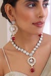 Buy_Swabhimann_Red Stones, Diamonds Polki Embellished Pendant Necklace Set _Online_at_Aza_Fashions