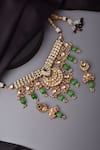Shop_Swabhimann_Green Stones Work Choker Necklace Set _at_Aza_Fashions