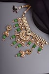 Swabhimann_Green Stones Work Choker Necklace Set _Online_at_Aza_Fashions