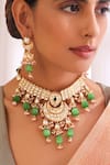 Buy_Swabhimann_Green Stones Work Choker Necklace Set _Online_at_Aza_Fashions