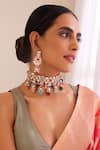 Buy_Swabhimann_Multi Color Stones, Diamonds And Polki Embellished Choker Necklace Set _at_Aza_Fashions