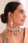 Buy_Swabhimann_Multi Color Stones, Diamonds And Polki Embellished Choker Necklace Set _Online_at_Aza_Fashions