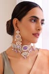 Buy_SWABHIMANN_Purple Polki Stones And Embellished Choker Necklace Set _at_Aza_Fashions