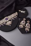 SWABHIMANN_Purple Polki Stones And Embellished Choker Necklace Set _Online_at_Aza_Fashions