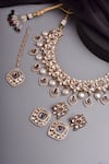 Swabhimann_Grey Stones, Diamonds Polkis Embellished Choker Necklace Set _Online_at_Aza_Fashions
