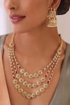 Buy_Swabhimann_Red Diamonds, Stones Jadau Kundan Embellished Layered Necklace Set _Online_at_Aza_Fashions
