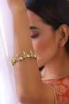 SWABHIMANN_Gold Plated Carved Temple Motif Kada _Online_at_Aza_Fashions
