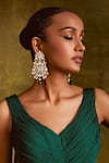 Buy_Tarun Tahiliani_Green Zircons Embellished Jadau Earrings _at_Aza_Fashions