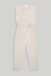 Buy_Reistor_Beige Slub Hemp Plain V Neck Evening Chai Straight Jumpsuit  