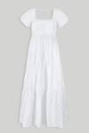 Buy_Reistor_White Organic Cotton Embroidery Thread Square Neck Dress  