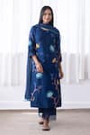 Vaayu_Blue Muslin Cotton Embroidery Floral Applique Bloom Kurta Pant Set  _Online_at_Aza_Fashions