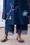 Buy_Vaayu_Blue Muslin Cotton Embroidery Floral Applique Bloom Kurta Pant Set  _Online_at_Aza_Fashions