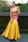 Buy_Papa Don't Preach Pret_Yellow Sequinze Printed And Embroidered Floral Mimosa & Mermaid Gown _at_Aza_Fashions