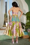 Shop_Papa Don't Preach_Multi Color Raw Silk Embellished Glass Twilight Block Lehenga And Blouse Set _at_Aza_Fashions