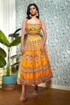 Buy_Papa Don't Preach_Yellow Raw Silk Embellished Glass Stones Bumblebee Lehenga And Blouse Set _at_Aza_Fashions