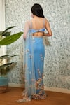 Shop_Papa Don't Preach_Blue Tulle Embellished 3d Flowers Time For You Pre-stitched Saree With Blouse _at_Aza_Fashions