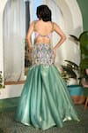 Shop_Papa Don't Preach_Green Tulle Embellished Neon Glass Cut Glow Up Mermaid Lehenga And Blouse Set _at_Aza_Fashions