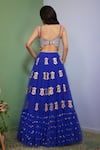 Shop_Papa Don't Preach_Blue Tulle Embellished Shimmering Glass Crystals Plunged Artworq Lehenga Set _at_Aza_Fashions