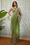 Buy_Papa Don't Preach_Green Georgette Embellished Sequins Perfect Times Pre-stitched Saree With Blouse _at_Aza_Fashions