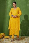 Buy_House of Chikankari_Yellow Georgette Embroidery Chikankari Meher Paisley Kurta Set  _at_Aza_Fashions