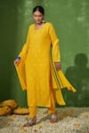 House of Chikankari_Yellow Georgette Embroidery Chikankari Meher Paisley Kurta Set  _Online_at_Aza_Fashions